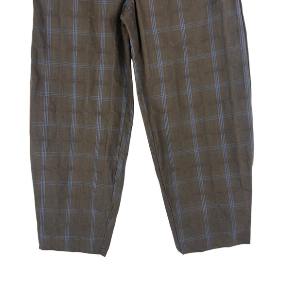 The Tiny Big Sister Cotton Barrel Leg Trouser Pants Brown Plaid Size FR 36 US 4 - Picture 4 of 9